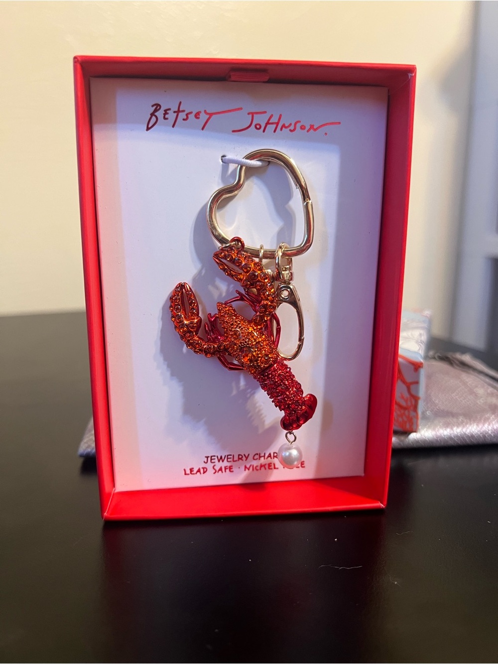 Betsey Johnson Red Lobster Key/Bag Charm with Gold Hardware